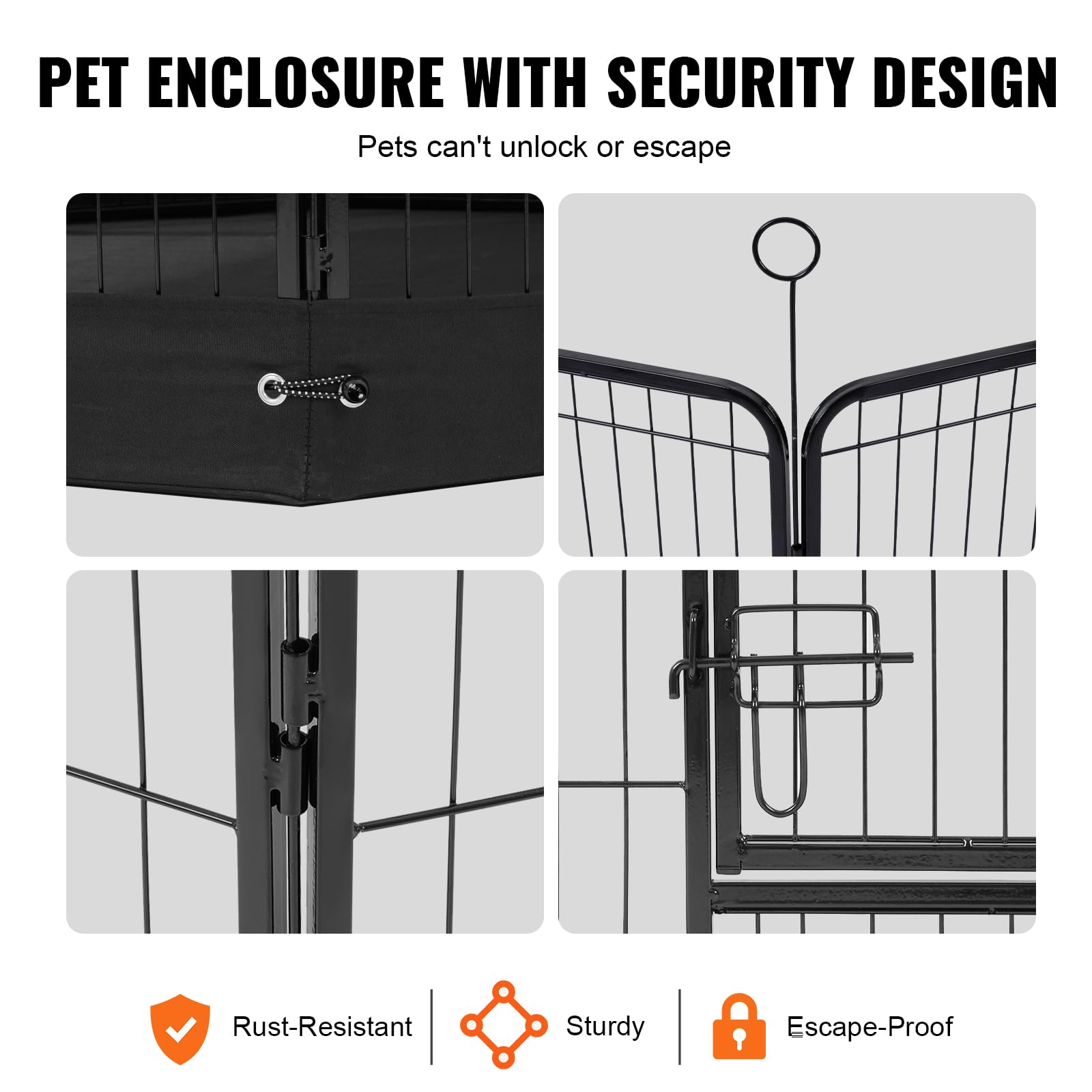 VEVOR Foldable Dog Playpen, 8 Pcs 24 x 24 in Panels Metal Pet Exercise Pen, Dog Fence Indoor and Outdoor Pen with Door, Storage